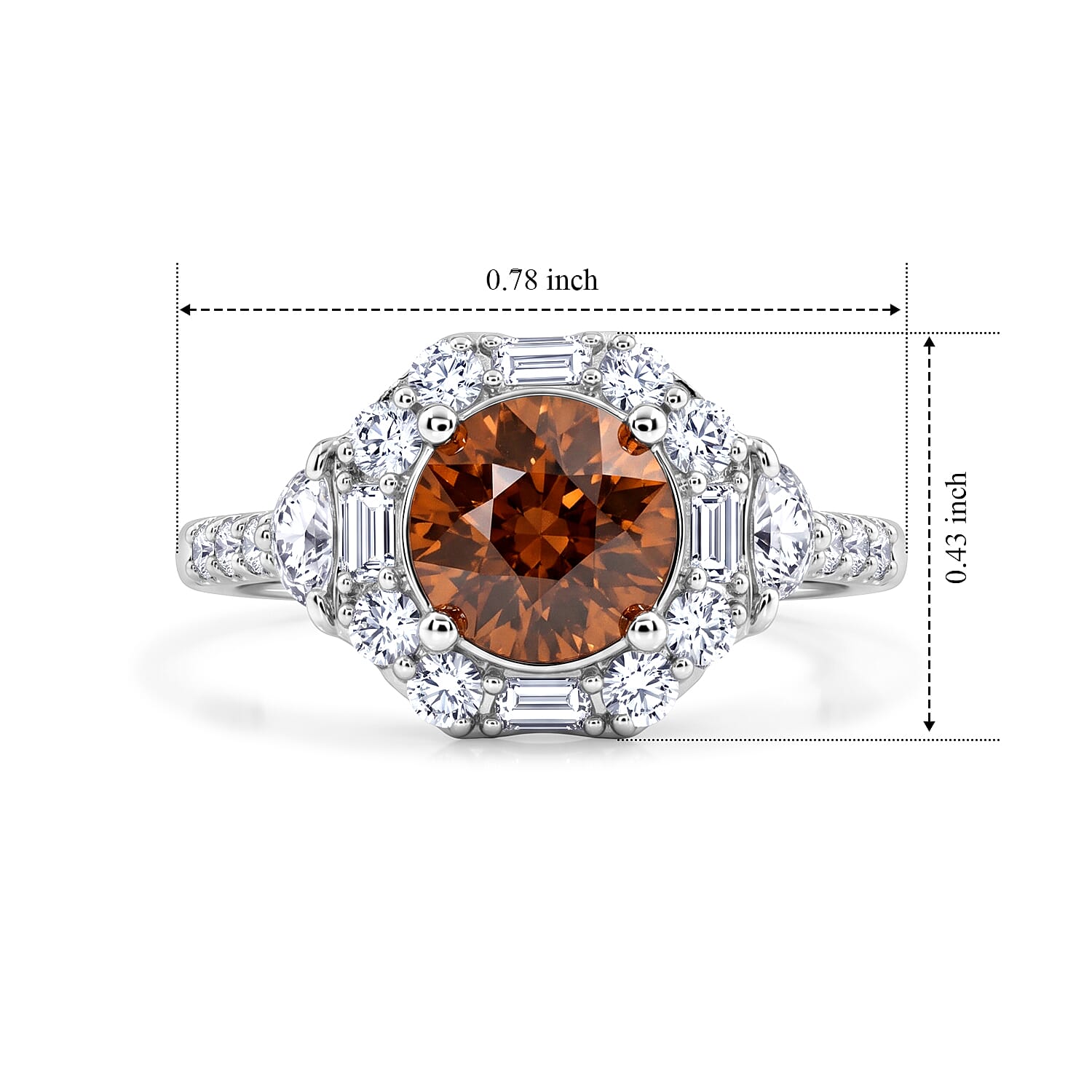 D'Joy Premium Red Zircon and Moissanite 2.90 ctw Ring in Rhodium Over Sterling Silver (Size 6.0)