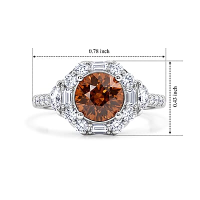 D'Joy Premium Red Zircon and Moissanite 2.90 ctw Ring in Rhodium Over Sterling Silver (Size 6.0)