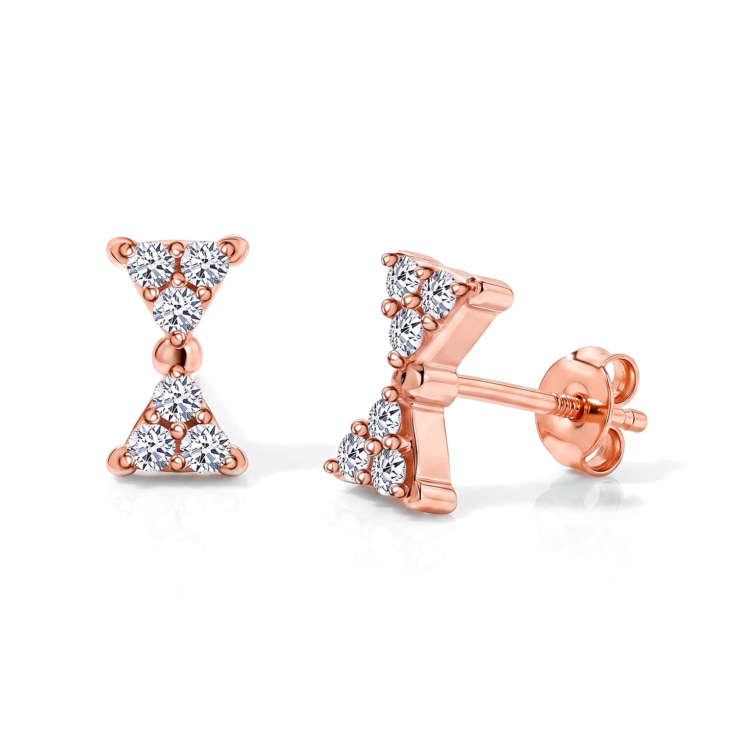 Luxuriant Lab Grown Diamond G-H SI 0.25 ctw Earrings in 18K Vermeil Rose Gold Over Sterling Silver (7.25 In)