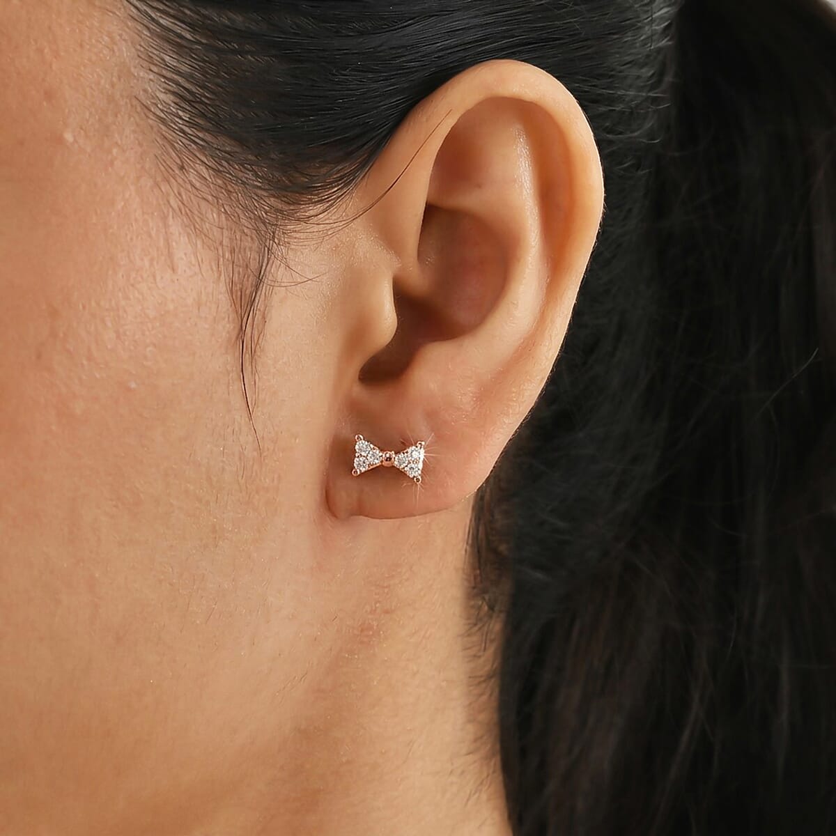 Luxuriant Lab Grown Diamond G-H SI 0.25 ctw Earrings in 18K Vermeil Rose Gold Over Sterling Silver (7.25 In)