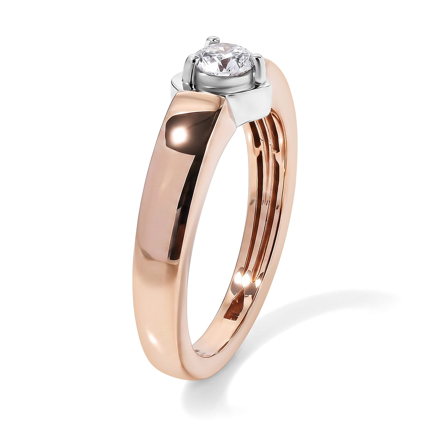 Luxuriant Lab Grown Diamond G-H SI 0.20 ctw Heart Ring in 18K Vermeil Rose Gold and Rhodium Over Sterling Silver (Size 5.0)
