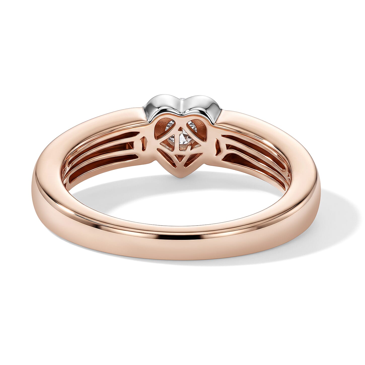 Luxuriant Lab Grown Diamond G-H SI 0.20 ctw Heart Ring in 18K Vermeil Rose Gold and Rhodium Over Sterling Silver (Size 5.0)