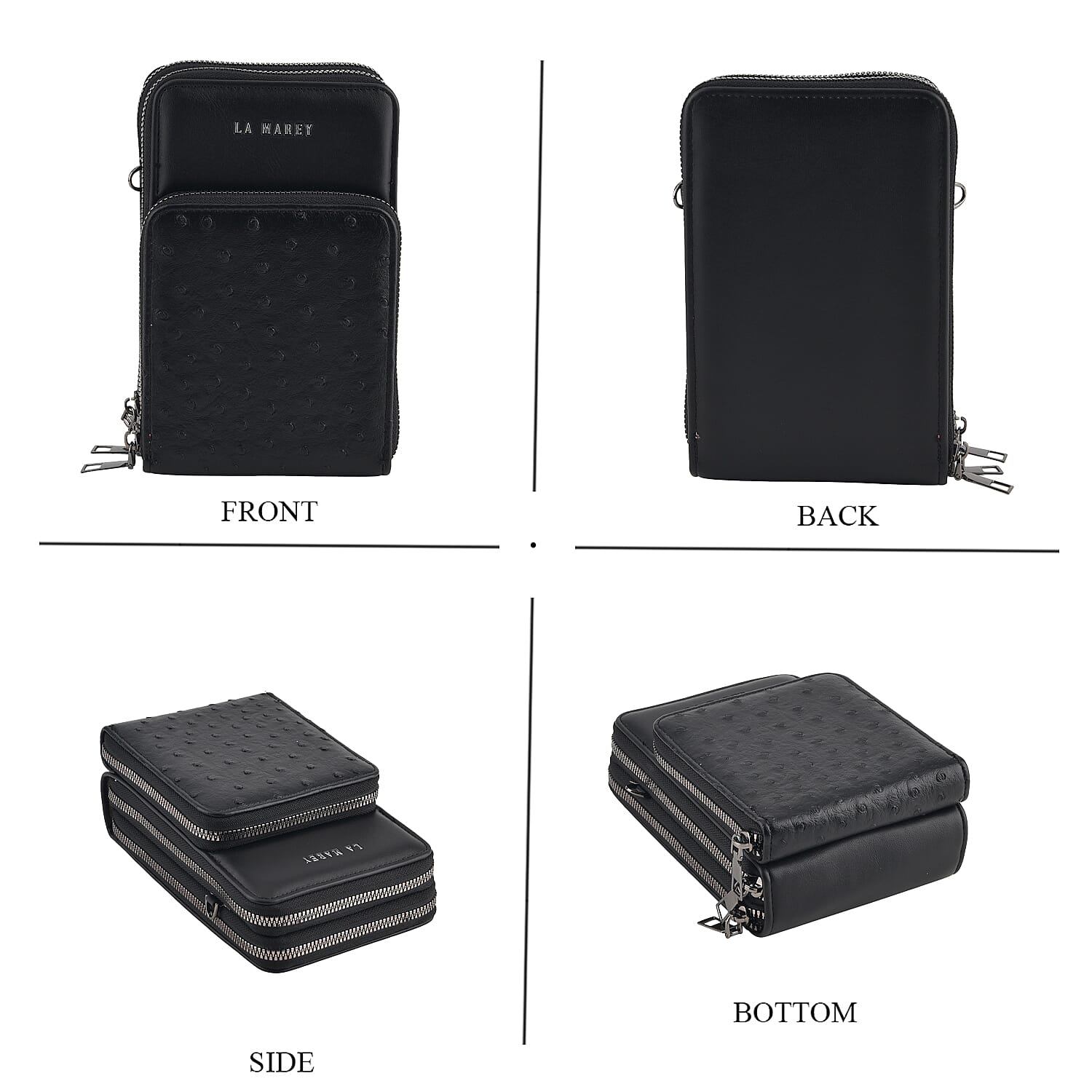 La Marey Set of 2 Black Faux Leather Crossbody Bag and Wallet with RFID Protection