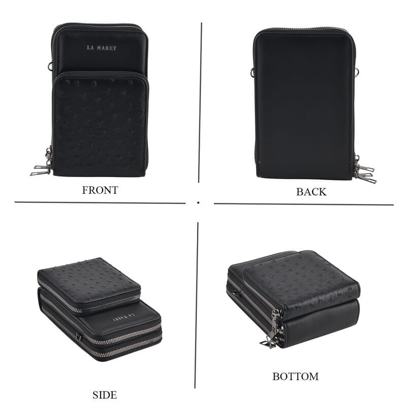 La Marey Set of 2 Black Faux Leather Crossbody Bag and Wallet with RFID Protection