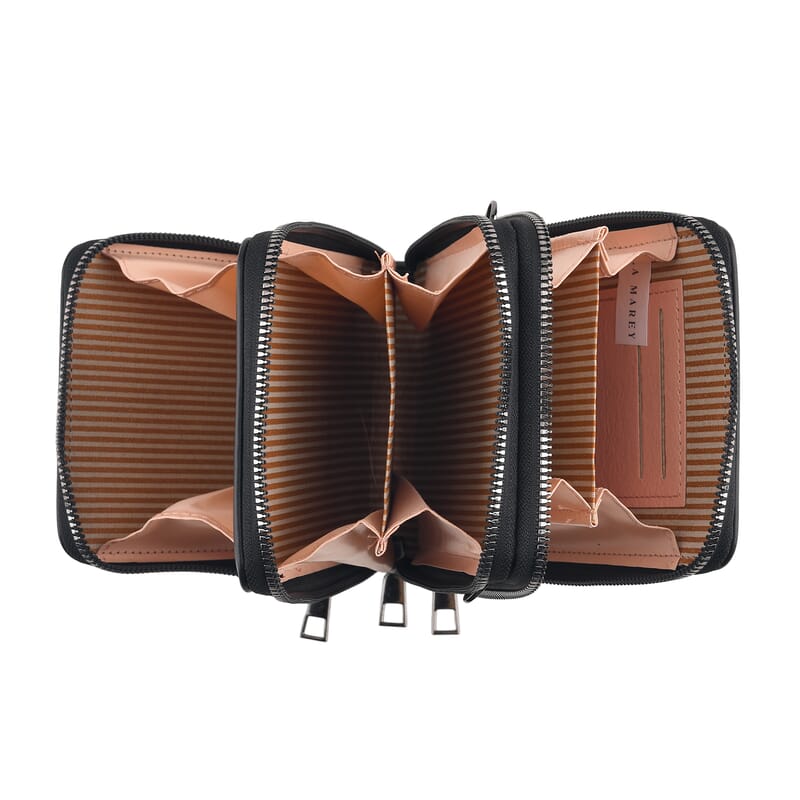 La Marey Set of 2 Black Faux Leather Crossbody Bag and Wallet with RFID Protection