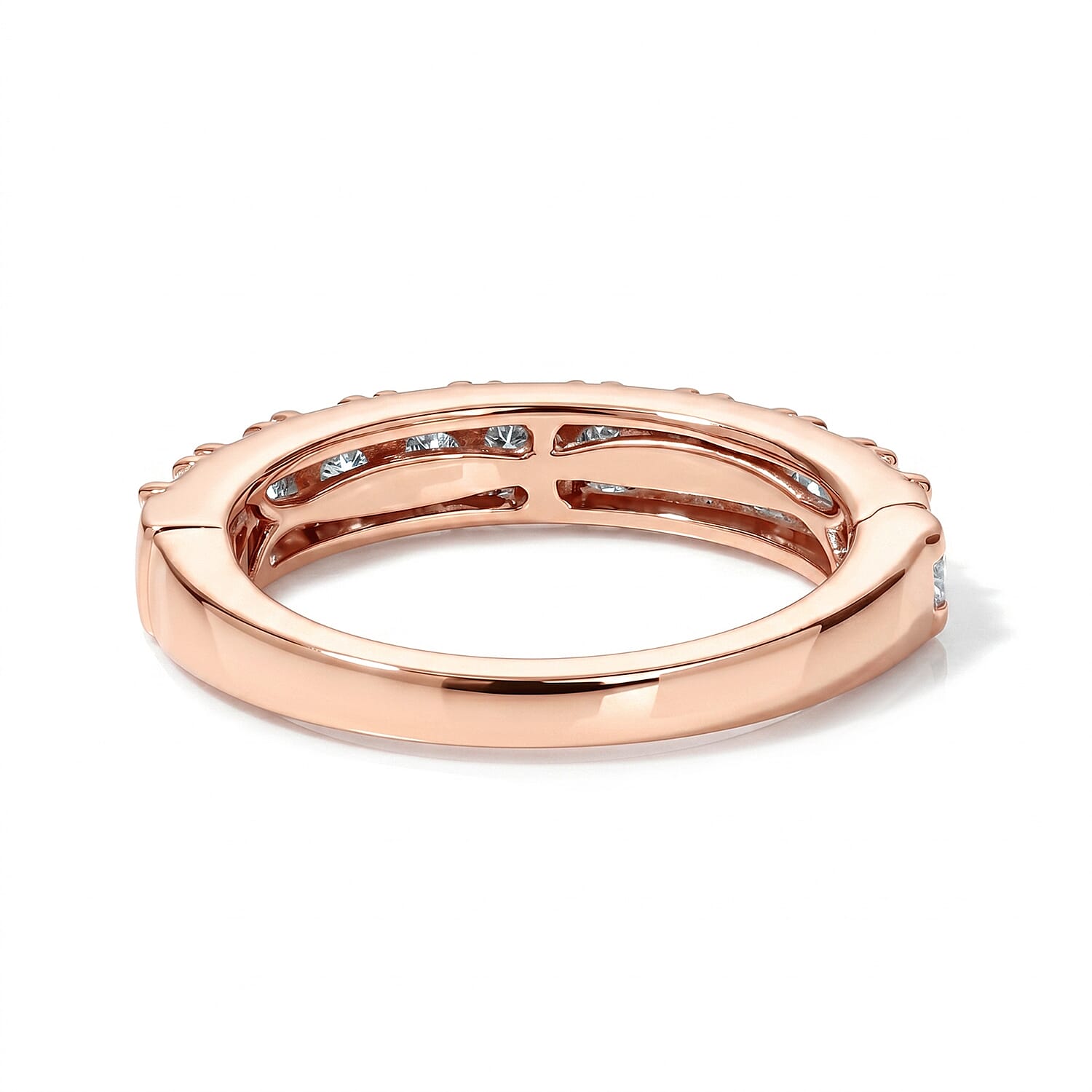 Luxuriant Lab Grown Diamond G-H SI 1.00 ctw Band Ring in 18K Vermeil Rose Gold Over Sterling Silver (Size 5.0)
