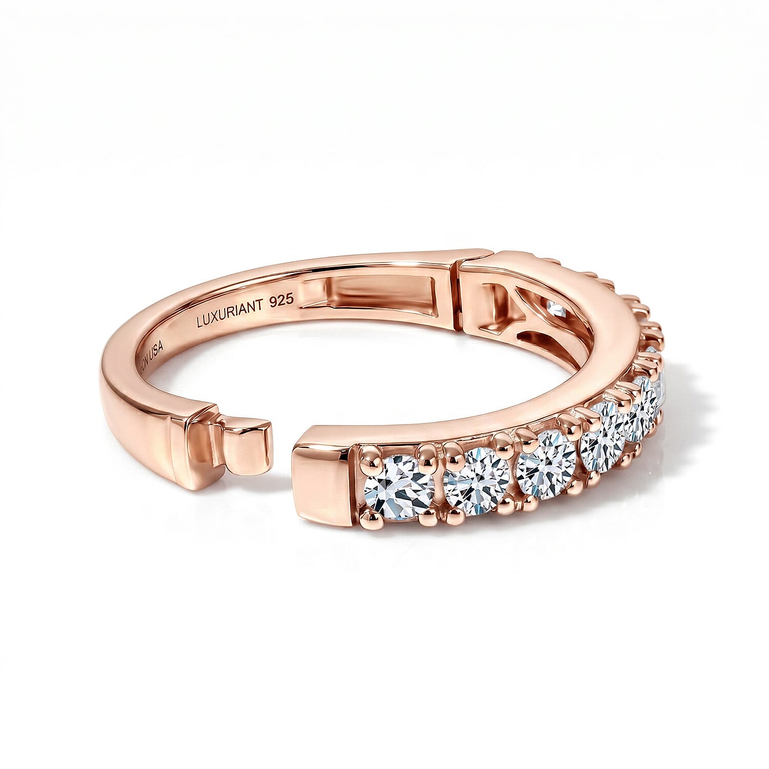 Luxuriant Lab Grown Diamond G-H SI 1.00 ctw Band Ring in 18K Vermeil Rose Gold Over Sterling Silver (Size 5.0)