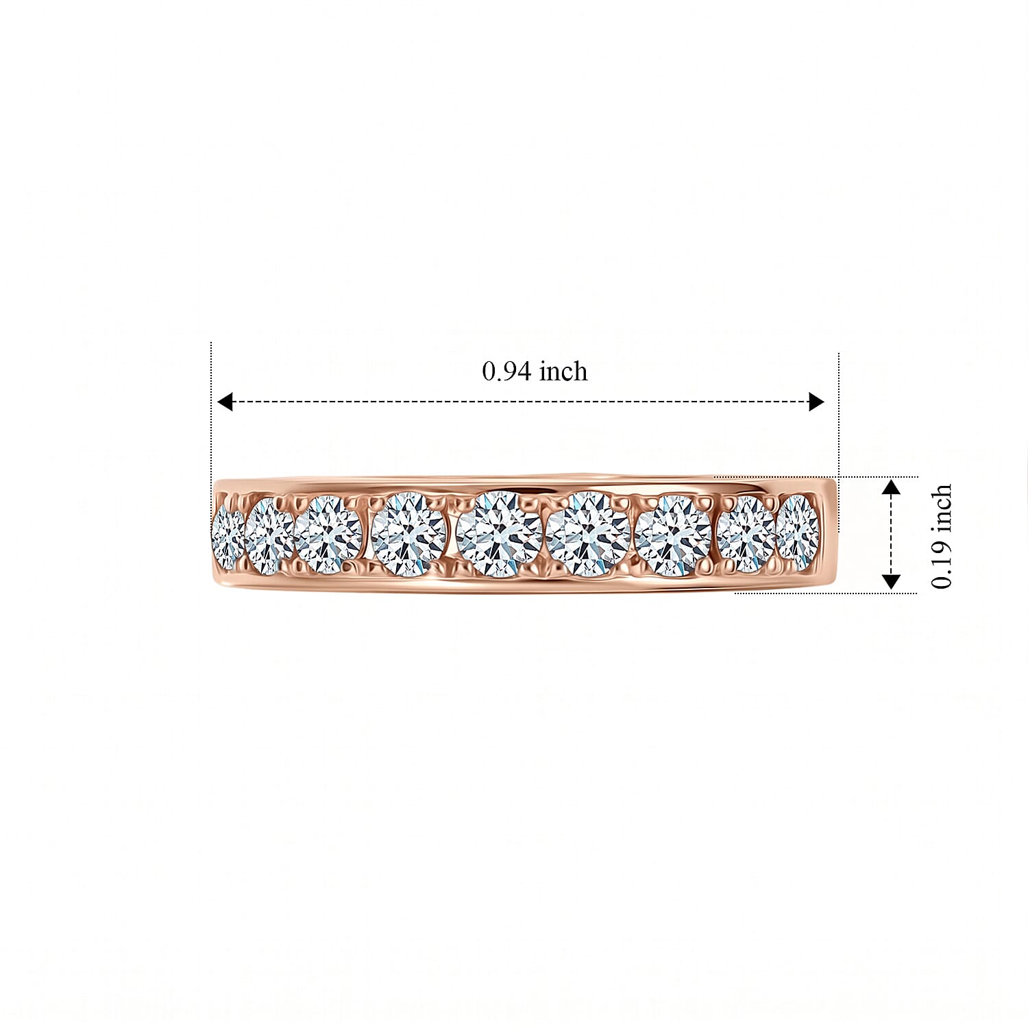 Luxuriant Lab Grown Diamond G-H SI 1.00 ctw Band Ring in 18K Vermeil Rose Gold Over Sterling Silver (Size 5.0)