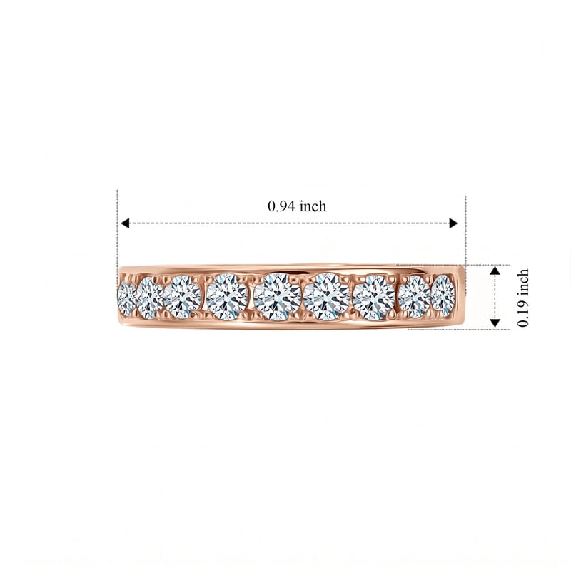 Luxuriant Lab Grown Diamond G-H SI 1.00 ctw Band Ring in 18K Vermeil Rose Gold Over Sterling Silver (Size 5.0)