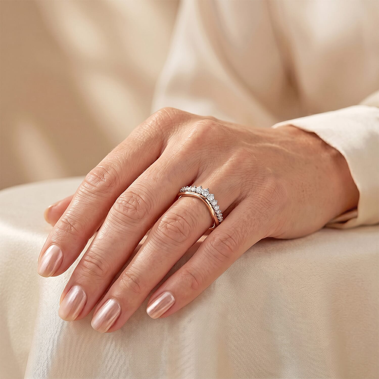 Luxuriant Lab Grown Diamond G-H SI 0.50 ctw Ring in 18K Vermeil Rose Gold Over Sterling Silver (Size 5.0)