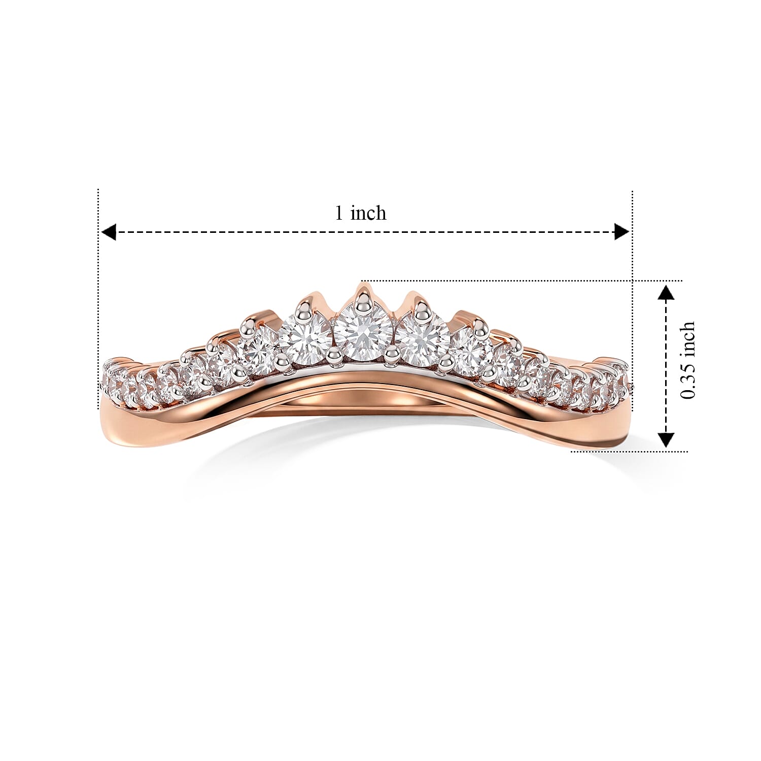 Luxuriant Lab Grown Diamond G-H SI 0.50 ctw Ring in 18K Vermeil Rose Gold Over Sterling Silver (Size 5.0)