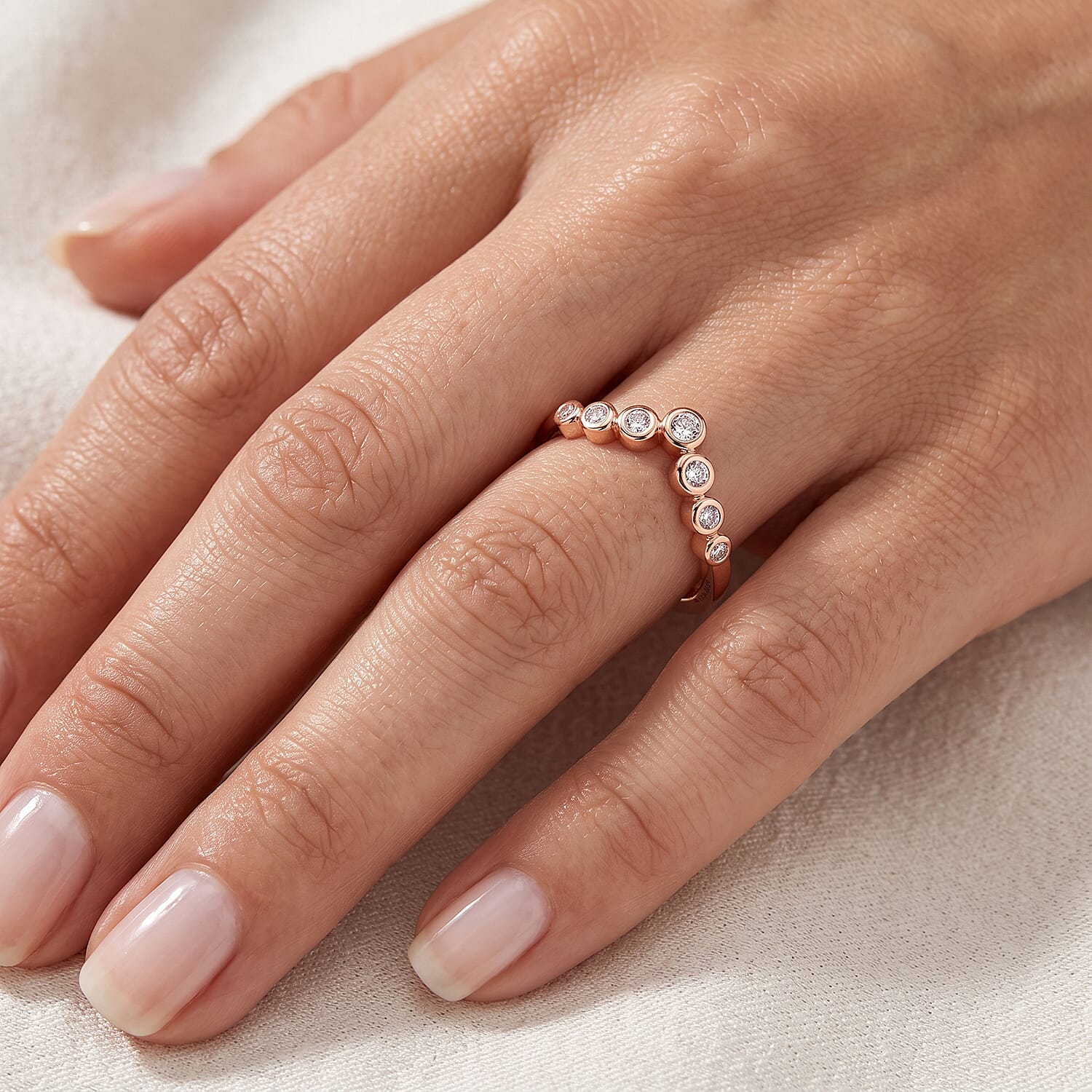 Luxuriant Lab Grown Diamond G-H SI 0.33 ctw Ring in 18K Vermeil Rose Gold Over Sterling Silver (Size 5.0)
