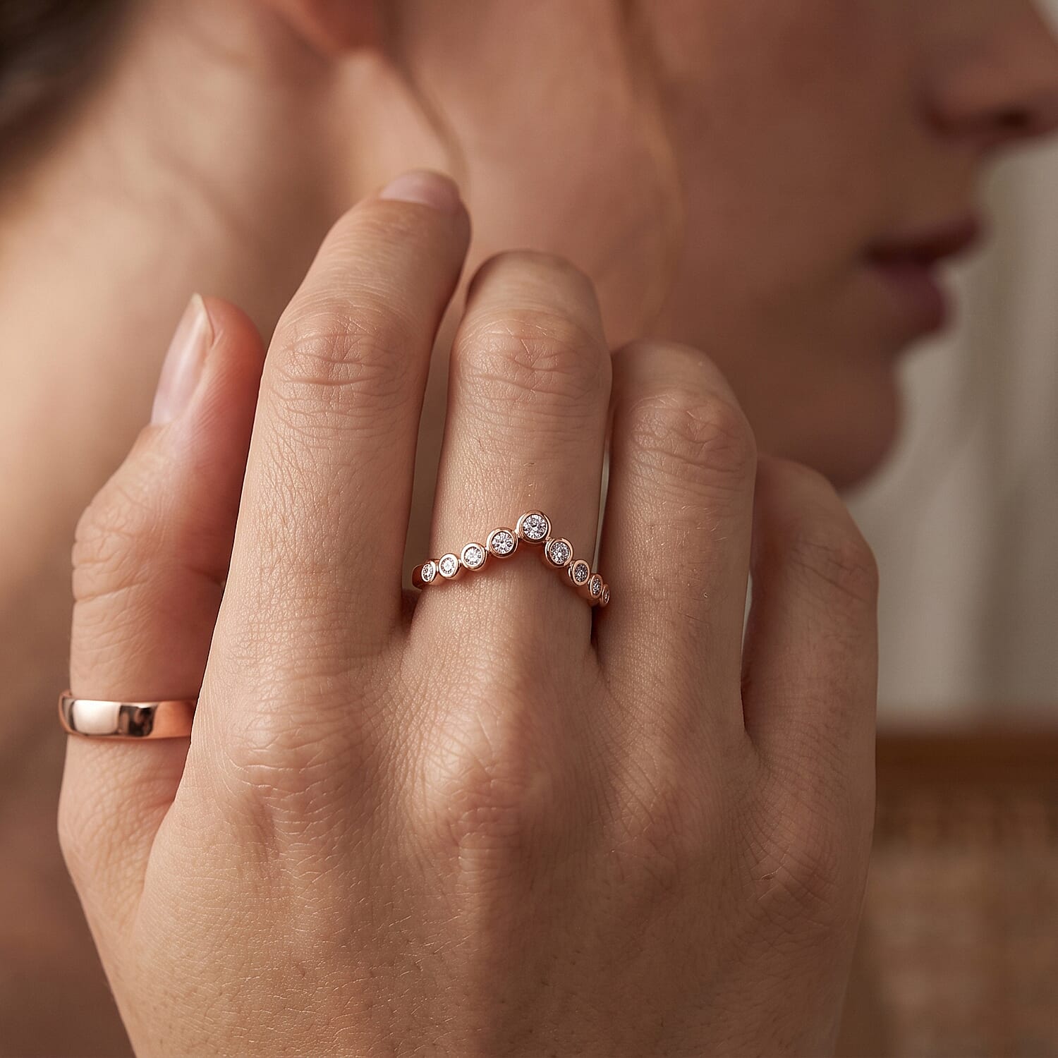 Luxuriant Lab Grown Diamond G-H SI 0.33 ctw Ring in 18K Vermeil Rose Gold Over Sterling Silver (Size 5.0)