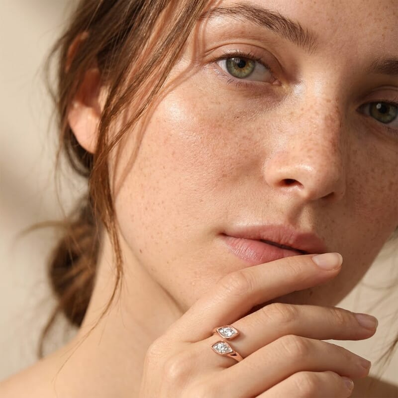 Luxuriant Lab Grown Diamond G-H SI 0.50 ctw Bypass Ring in 18K Vermeil Rose Gold Over Sterling Silver (Size 5.0)