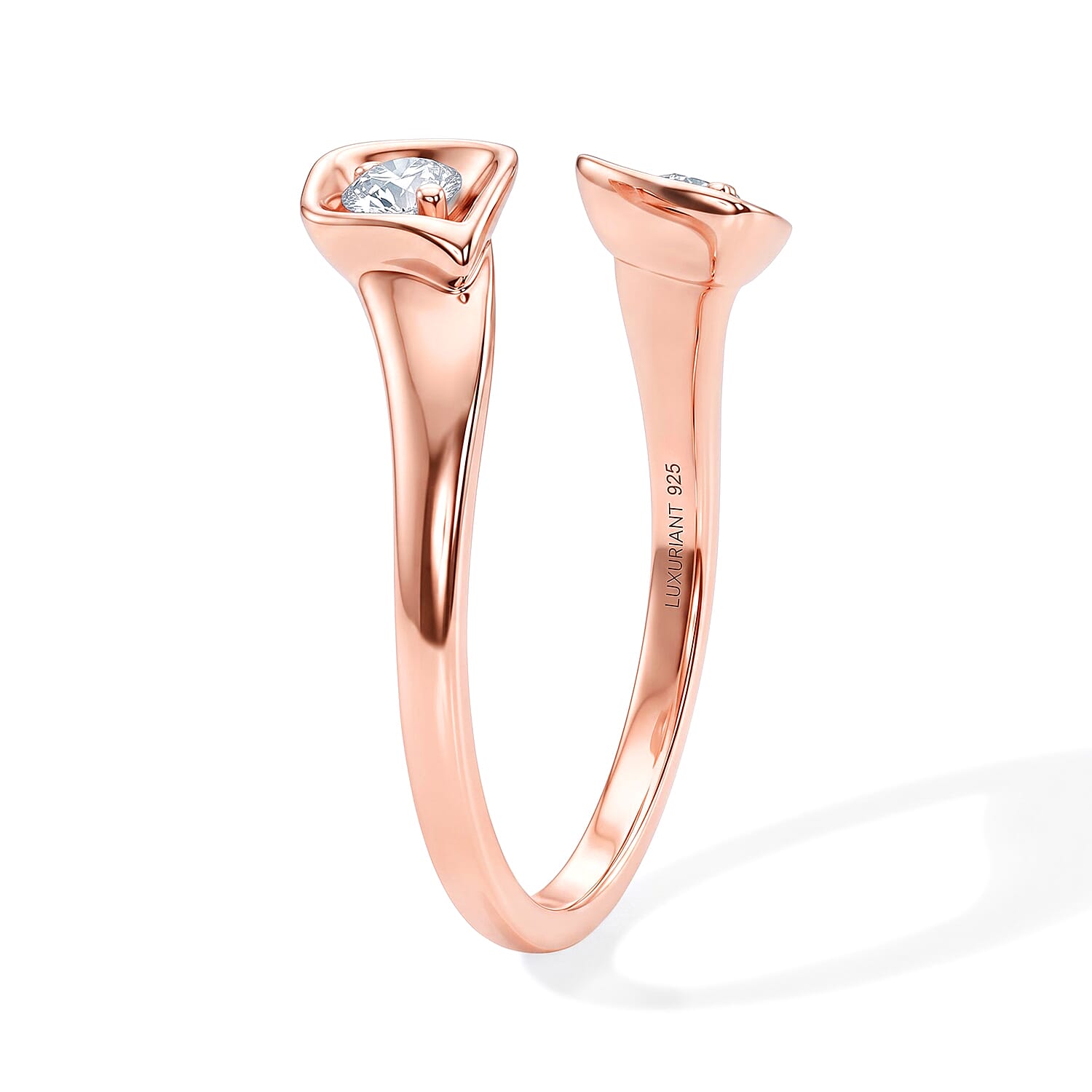 Luxuriant Lab Grown Diamond G-H SI 0.50 ctw Bypass Ring in 18K Vermeil Rose Gold Over Sterling Silver (Size 5.0)