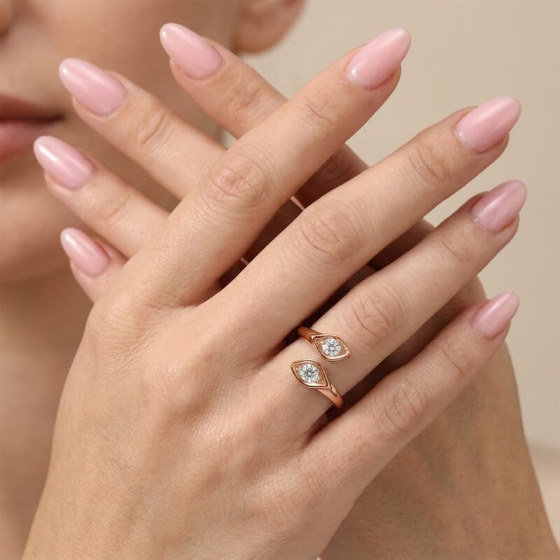 Luxuriant Lab Grown Diamond G-H SI 0.50 ctw Bypass Ring in 18K Vermeil Rose Gold Over Sterling Silver (Size 5.0)