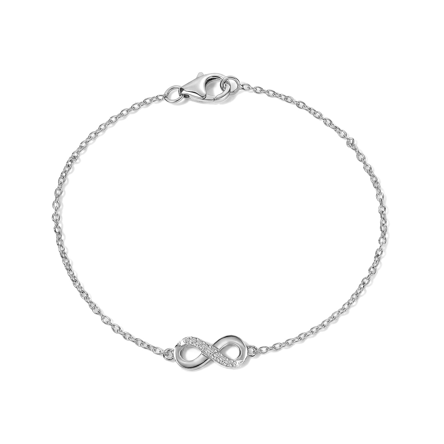 Luxuriant Lab Grown Diamond G-H SI 0.10 ctw Bracelet in Rhodium Over Sterling Silver (7.25 In)