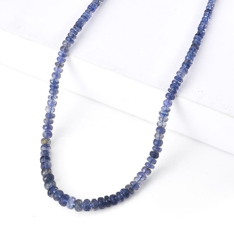 D'Joy Premium Catalina Iolite 90.00 ctw Beaded Necklace in Rhodium Over Sterling Silver 18-20 Inches