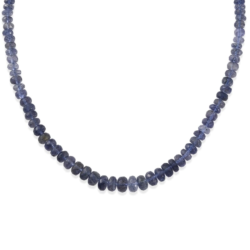 D'Joy Premium Catalina Iolite 90.00 ctw Beaded Necklace in Rhodium Over Sterling Silver 18-20 Inches