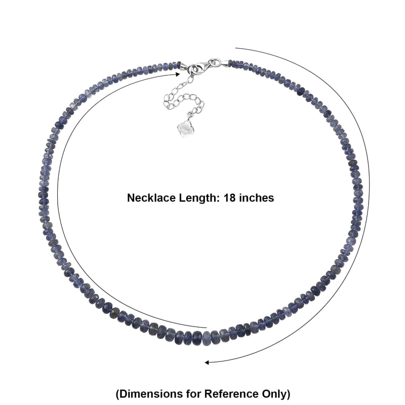 D'Joy Premium Catalina Iolite 90.00 ctw Beaded Necklace in Rhodium Over Sterling Silver 18-20 Inches