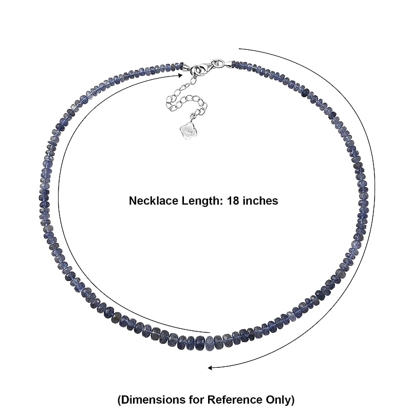 D'Joy Premium Catalina Iolite 90.00 ctw Beaded Necklace in Rhodium Over Sterling Silver 18-20 Inches