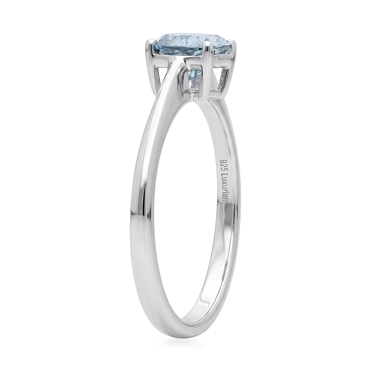 Luxuriant Lab Grown Blue Diamond (IR) SI 1.00 ctw Solitaire Ring in Rhodium Over Sterling Silver (Size 7.0) image number 3