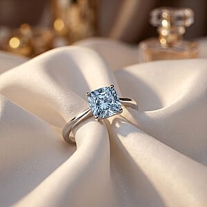 Luxuriant Lab Grown Blue Diamond (IR) SI 1.00 ctw Solitaire Ring in Rhodium Over Sterling Silver (Size 9.0)