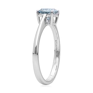 Luxuriant Lab Grown Blue Diamond (IR) SI 1.00 ctw Solitaire Ring in Rhodium Over Sterling Silver (Size 9.0)