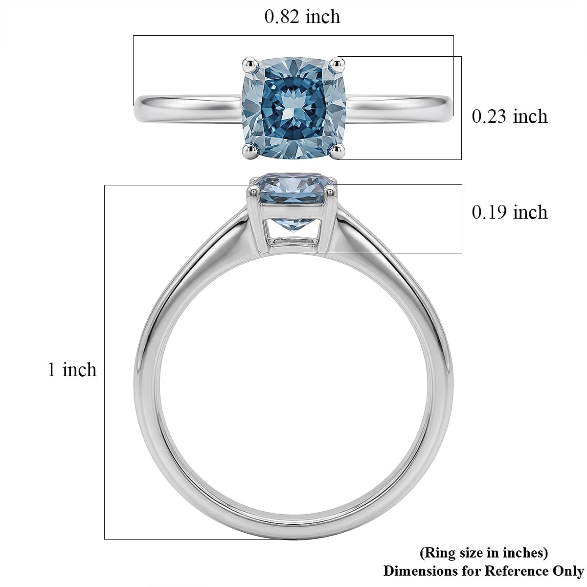 Luxuriant Lab Grown Blue Diamond (IR) SI 1.00 ctw Solitaire Ring in Rhodium Over Sterling Silver (Size 9.0) image number 5