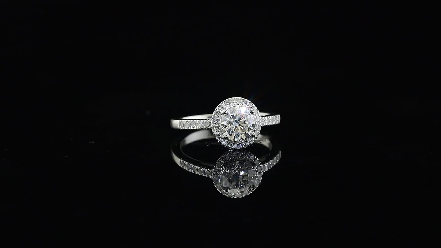Luxuriant Lab Grown Diamond (G-H, SI) Halo Ring in Rhodium Over Sterling Silver (Size 6) 1.25 ctw