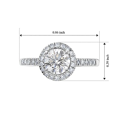 Luxuriant Lab Grown Diamond G-H SI 1.25 ctw Halo Ring in Rhodium Over Sterling Silver (Size 6.0)
