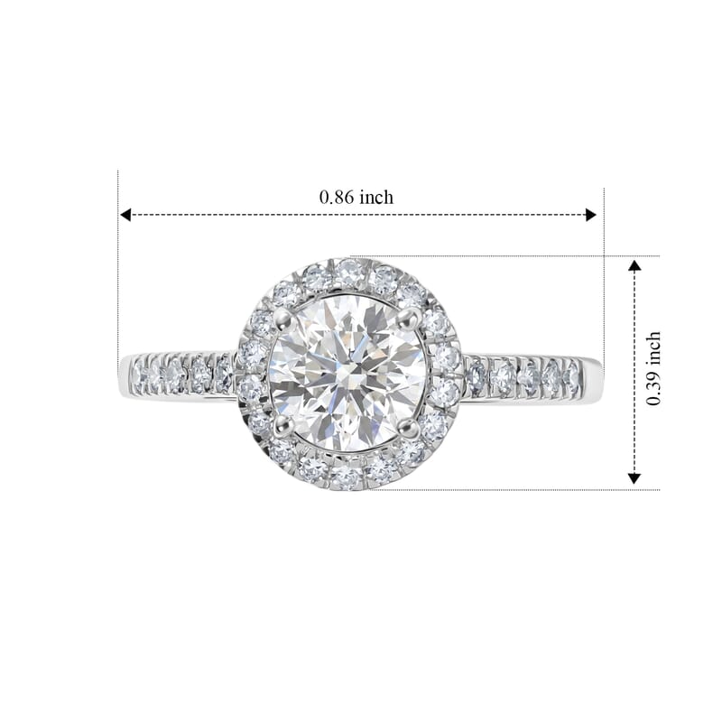 Luxuriant Lab Grown Diamond G-H SI 1.25 ctw Halo Ring in Rhodium Over Sterling Silver (Size 6.0)