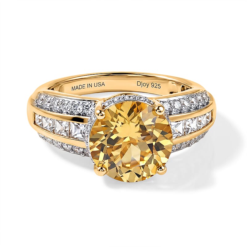 D'Joy Yellow Labradorite and White Zircon 4.60 ctw Luminous Glow Ring in 18K Vermeil Yellow Gold Over Sterling Silver (Size 6.0)