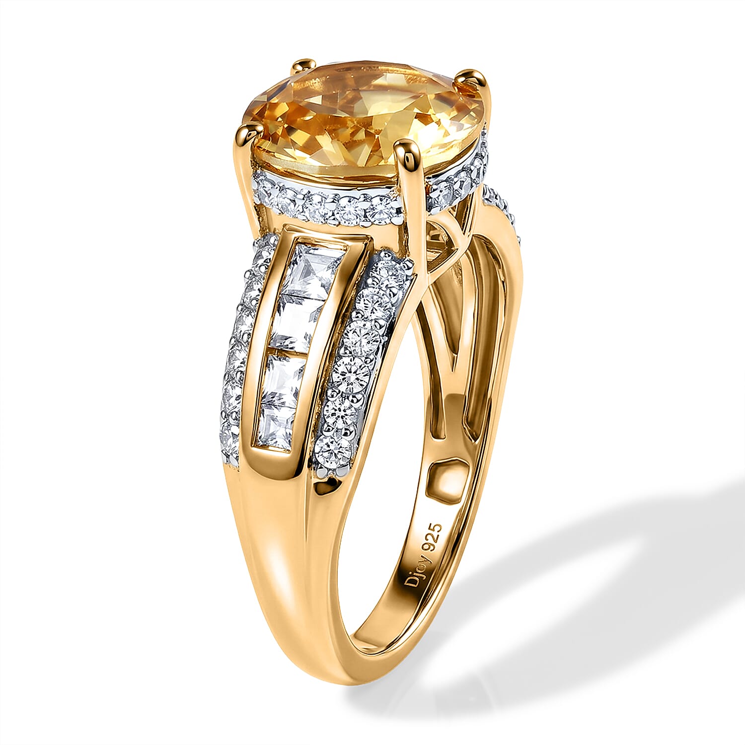 D'Joy Yellow Labradorite and White Zircon 4.60 ctw Luminous Glow Ring in 18K Vermeil Yellow Gold Over Sterling Silver (Size 6.0)
