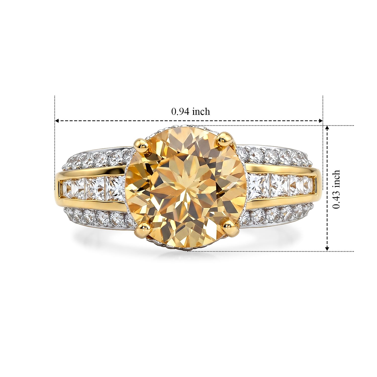 D'Joy Yellow Labradorite and White Zircon 4.60 ctw Luminous Glow Ring in 18K Vermeil Yellow Gold Over Sterling Silver (Size 6.0)