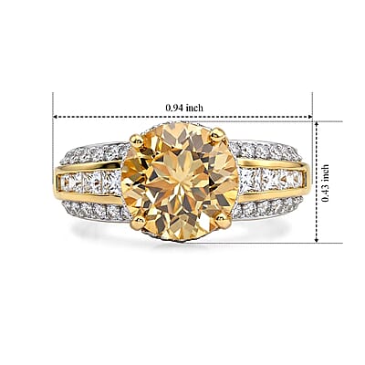 D'Joy Yellow Labradorite and White Zircon 4.60 ctw Luminous Glow Ring in 18K Vermeil Yellow Gold Over Sterling Silver (Size 6.0)