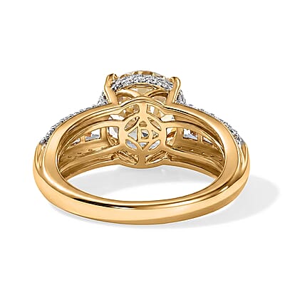 D'Joy Yellow Labradorite and White Zircon 4.60 ctw Luminous Glow Ring in 18K Vermeil Yellow Gold Over Sterling Silver (Size 6.0)