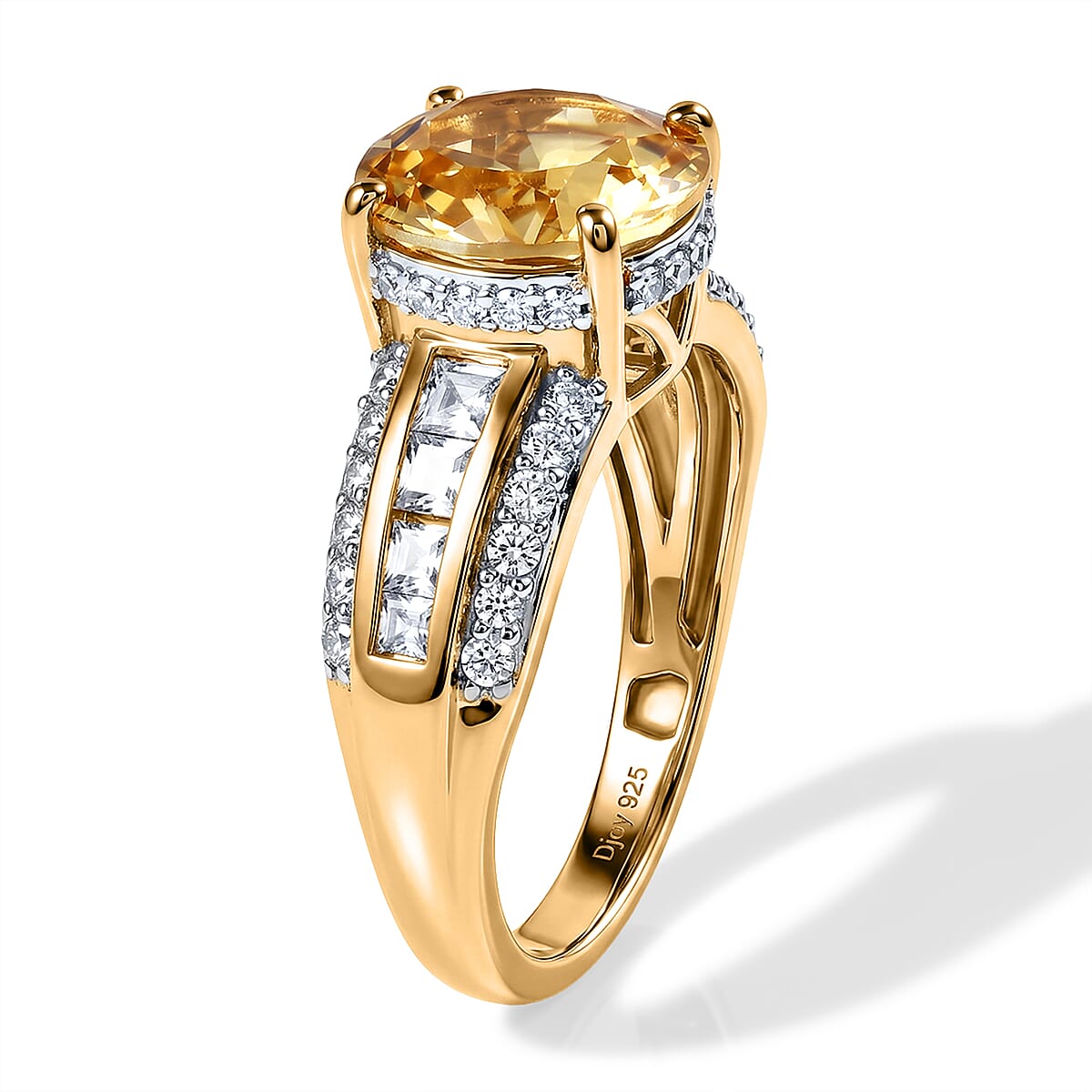 D'Joy Yellow Labradorite and White Zircon 4.60 ctw Ring in 18K Vermeil Yellow Gold Over Sterling Silver (Size 7.0) image number 1
