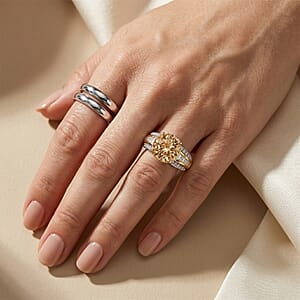 D'Joy Yellow Labradorite and White Zircon 4.60 ctw Ring in 18K Vermeil Yellow Gold Over Sterling Silver (Size 8.0)
