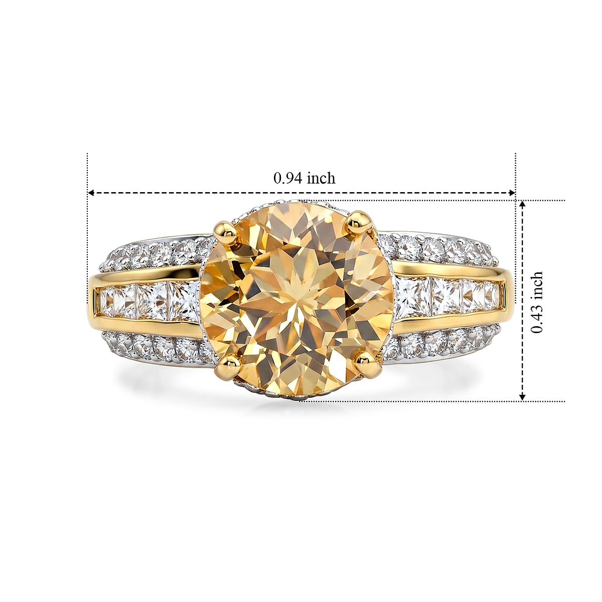 D'Joy Yellow Labradorite, White Zircon Ring in 18K Vermeil YG Over Sterling Silver (Size 9.0) 4.60 ctw image number 3