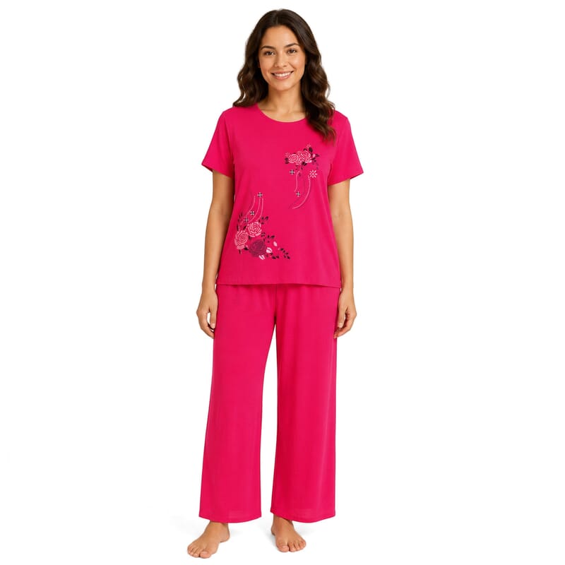 La Marey Rose Floral Print 2 Pcs Pajama Set - One Size Fits Most