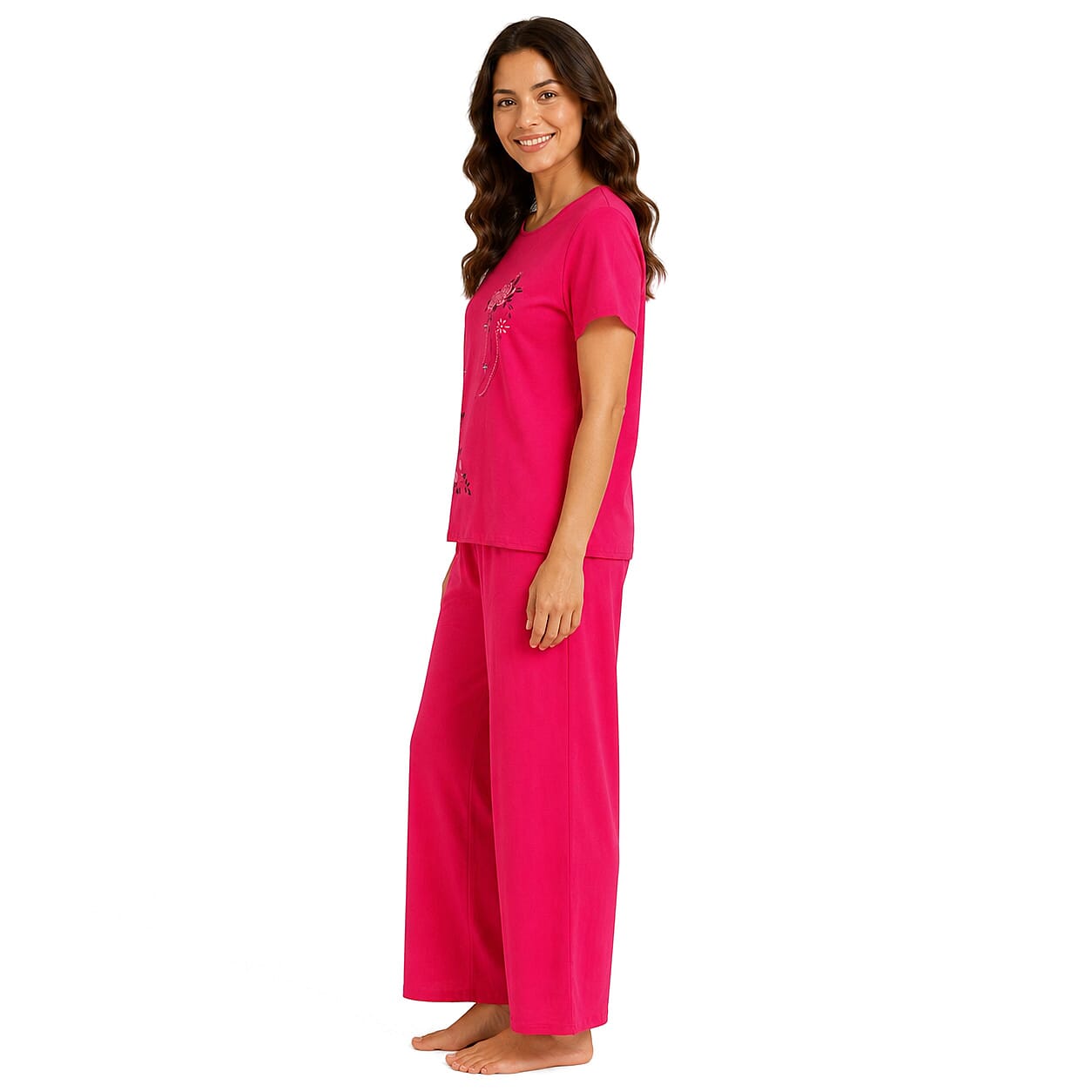 La Marey Rose Floral Print 2 Pcs Pajama Set - One Size Fits Most