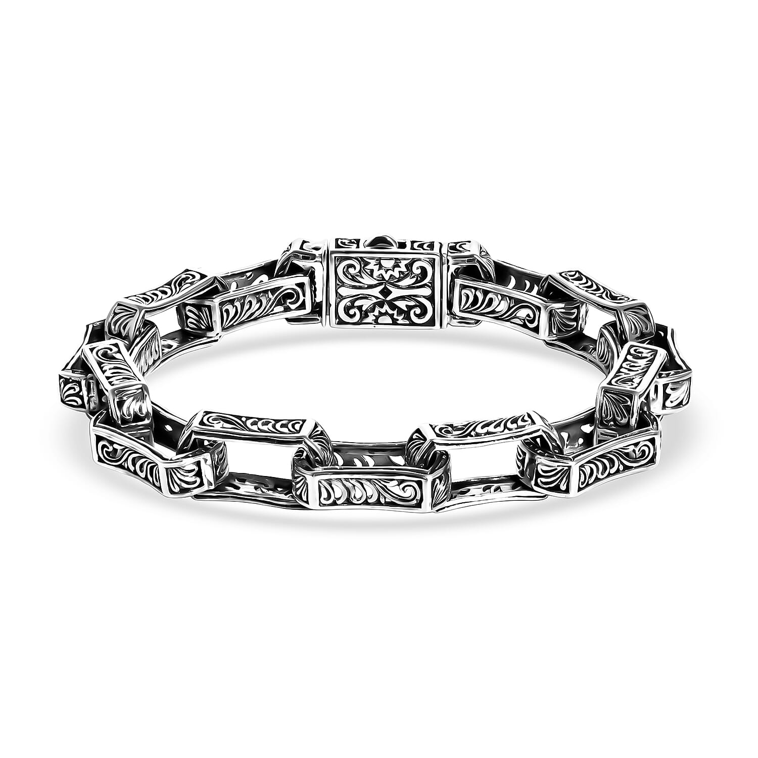 D'Joy Bali Legacy Men's Link Bracelet in Sterling Silver (8.00 In) 29.74 Grams
