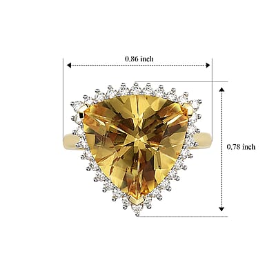 D'Joy Yellow Labradorite and Moissanite 8.15 ctw Golden Trillion Halo Ring in 18K Vermeil Yellow Gold Over Sterling Silver (Size 7.0)