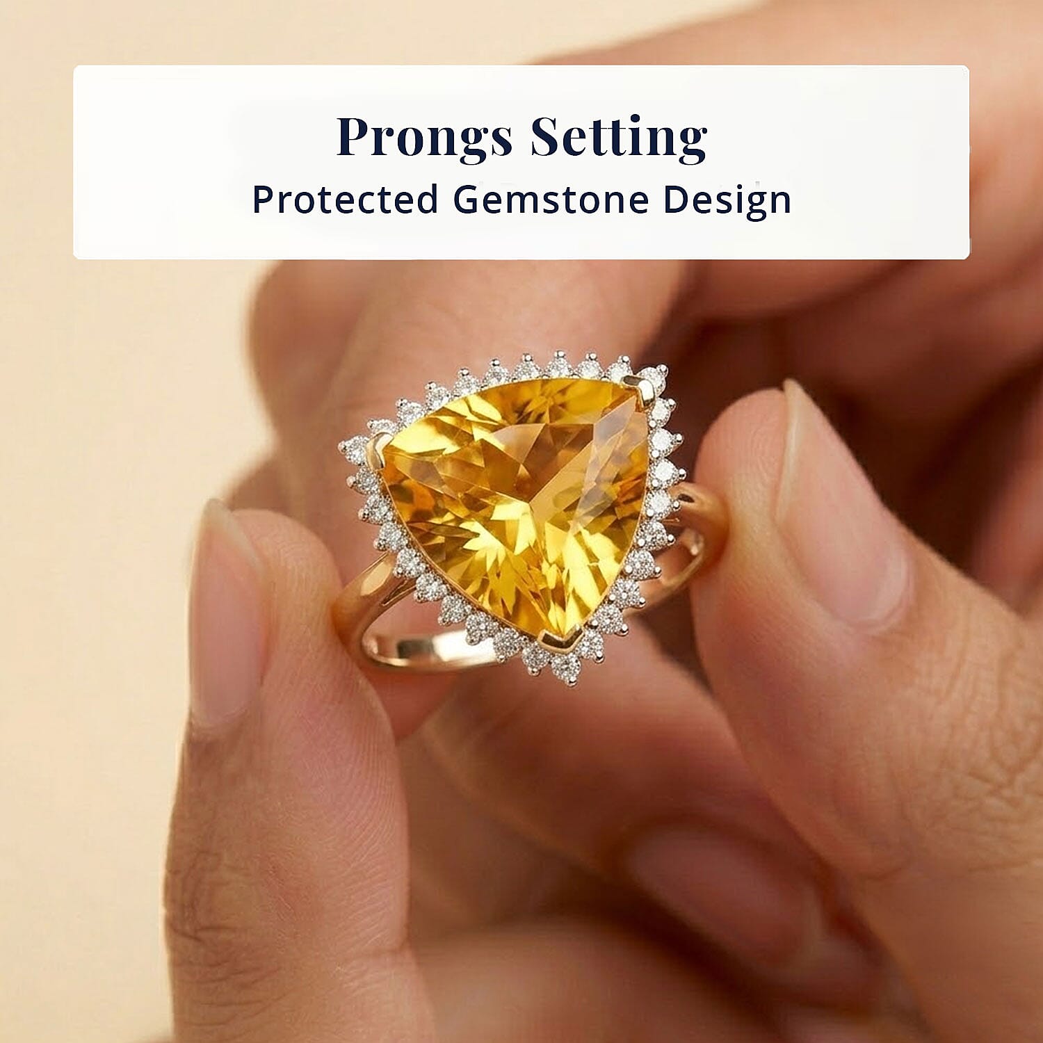 D'Joy Yellow Labradorite and Moissanite 8.15 ctw Golden Trillion Halo Ring in 18K Vermeil Yellow Gold Over Sterling Silver (Size 9.0)