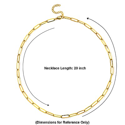 Paperclip Chain Necklace (20-22 Inches) in ION Plated YG Stainless Steel
