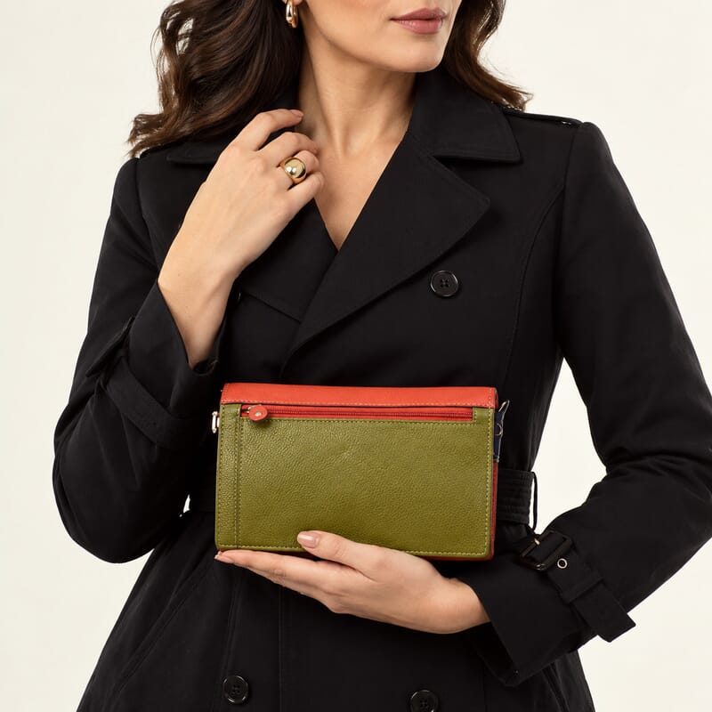 La Marey Multi Color Genuine Leather Crossbody Bag with RFID Lining