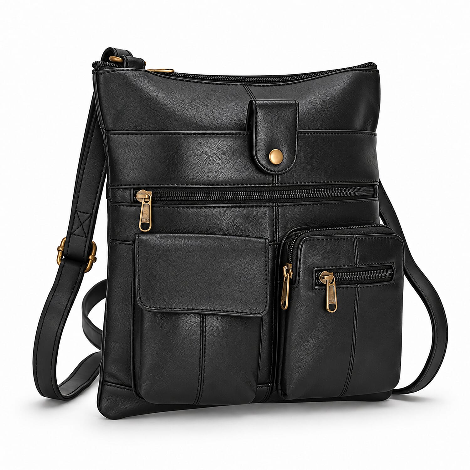 La Marey Black 100% Genuine Leather Crossbody Bag