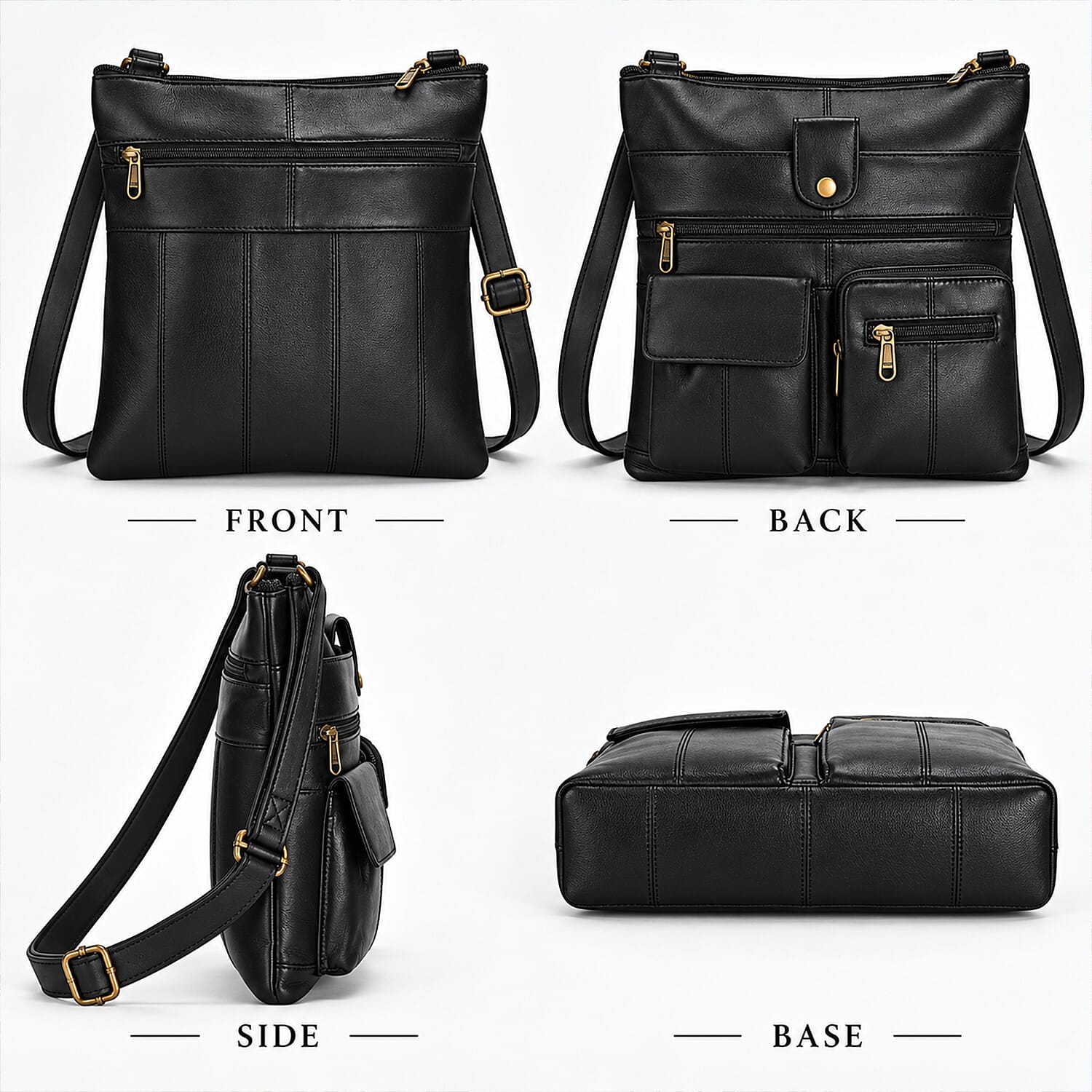 La Marey Black 100% Genuine Leather Crossbody Bag