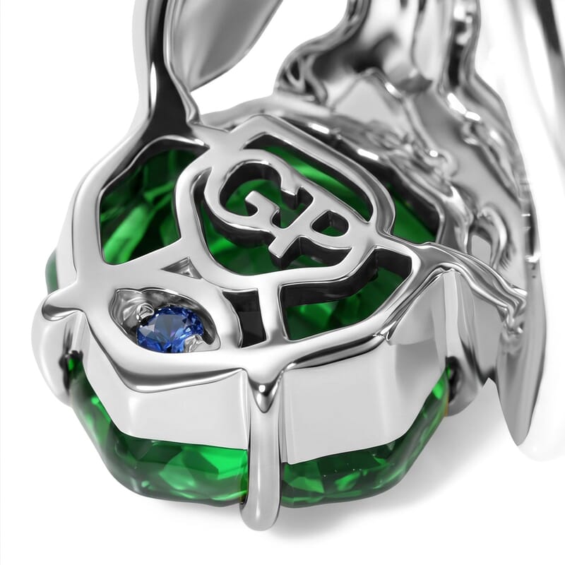 GP Pink and Green Murano Style Floral Ring in 18K Vermeil YG and Rhodium Over Sterling Silver (Size 6.0)